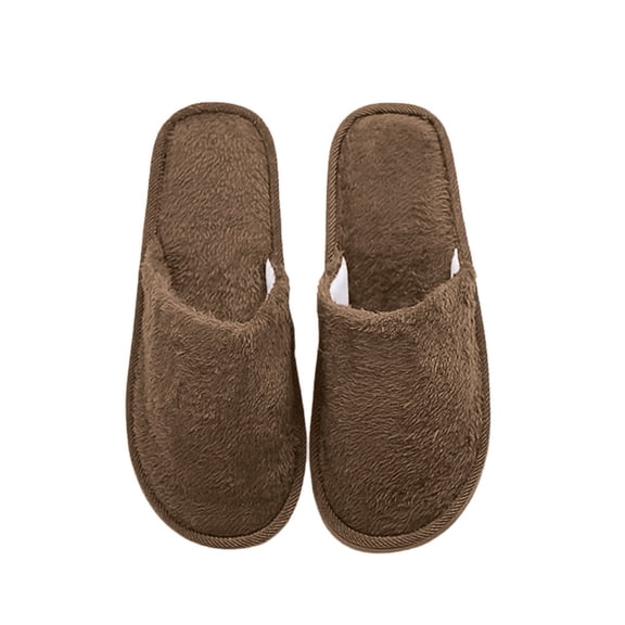 Men Warm Home Plush Soft Slippers Indoors Winter Floor Bedroom Shoes Washable Reusable House Slippers Comfortable Casual Coffee 42-43
