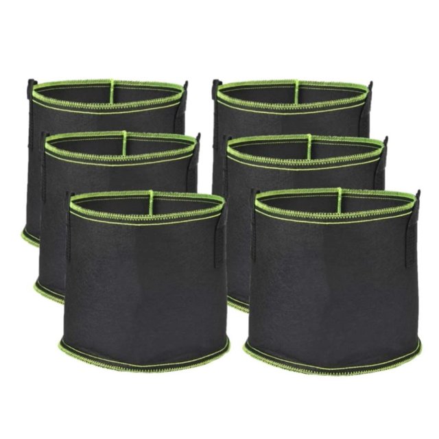 Paquete de 6 bolsas de cultivo de plantas de 5 galones, bolsas de cultivo de tela no tejida transpirables, macetas de jardín de aireación de raíces engrosadas de alta resistencia con asas de correas