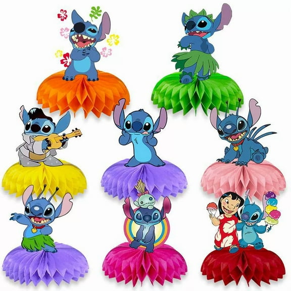 8 pack Stitch Party Honeycomb Centerpiece Table Decorations Birthday Party Decorations Stitch Theme Birthday Party Supplies