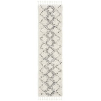 SAFAVIEH Pro Lux Emmeline Geometric Shag Runner Rug, Cream/Blue, 2'6" x 10'