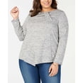 thumbnail image 3 of Ny Collection Plus Size Twist-Front Asymmetrical Top (Gray, 1X), 3 of 3