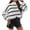 White, variant on Womens Winter Tops, Knitted Sweaters for Women, Women's Knitted Long Sleeve Half Turtle Neck Striped Color Block Pullover Sweater Top Brown, M
