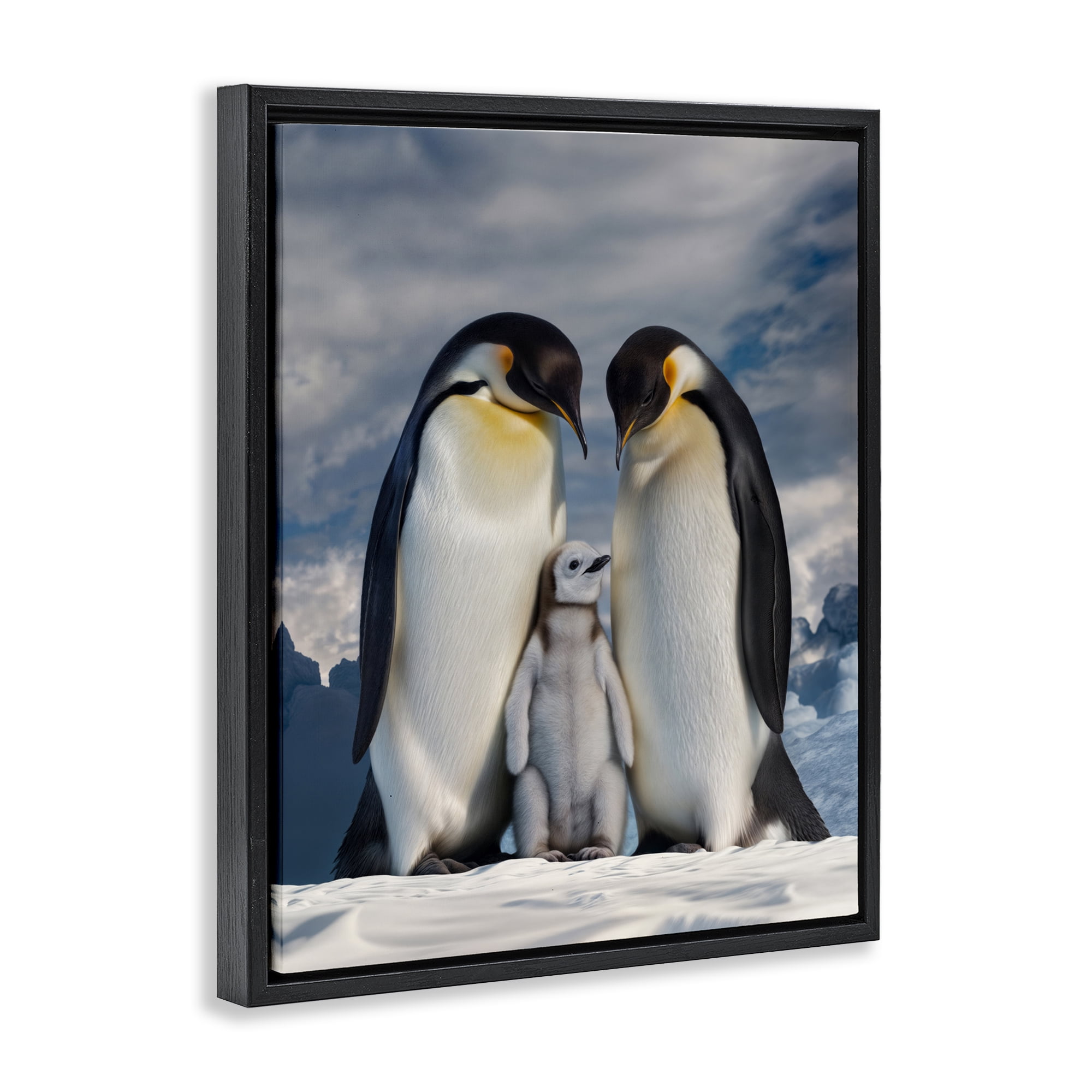 Stupell Industries Penguins In The Wild Black Framed Floater Canvas Wall Art, design by Scott Stulberg