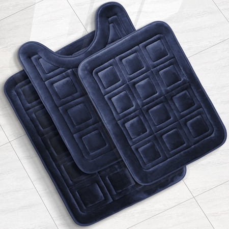 Velvet Memory Foam Bathroom Rugs Ultra Soft Bath Mat Rug Non Slip Waffle Design