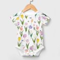 thumbnail image 2 of Watercolor Tulips Bees Butterflies Onesie Bodysuit for Baby Boy Girl Colorful Floral Boho Short Sleeve Bodysuit T-Shirt Cotton, 2 of 7