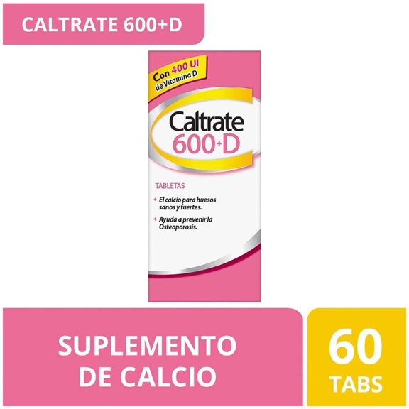 Suplemento de calcio Caltrate 600 +D 60 tabletas 600 mg
