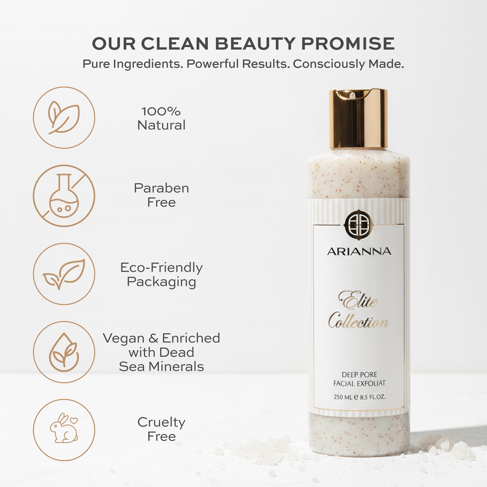 ARIANNA-SKINCARE Deep Pore Facial Exfoliator Facial Cleanser for Acne-Prone Skin Natural Face Scrub 100% Vegan Paraben Free