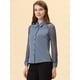 thumbnail image 3 of INSPIRE CHIC Blusa de chifón con botones y manga transparente texturizada para mujer Gris azul XL, 3 of 5