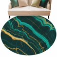 thumbnail image 6 of Marble Green Round Rug 5ft Washable Circle Kitchen Rugs Non Slip Retro Abstract Ombre Gold Nature Cracks Large Area Rug Indoor Floor Carpet for Bedroom Living Room Home Office Dining Room Nursery, 6 of 8