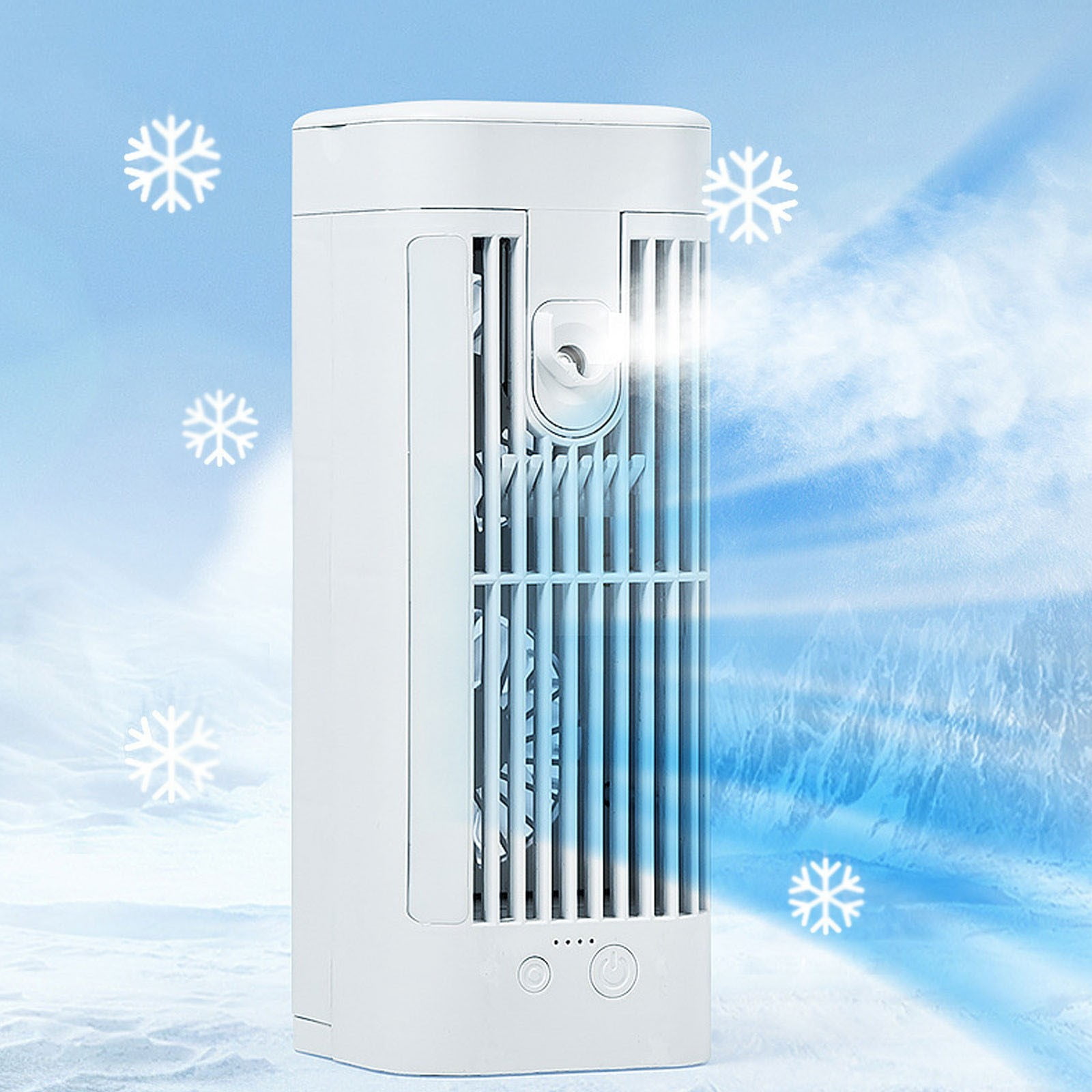 Portable Misting Fan,Household Small Size Spray Refrigeration Air Conditioner,Desktop Air Cooler Misting Fan with Light and Hook,Suitable for Home,Dormitory and Office