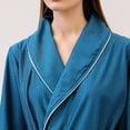 thumbnail image 3 of Defitshape Women's Waffle Robe SPA Long Bathrobe Soft Shawl Collar Knee Length Pockets Long Sleeve Hot Tub Hotel Bath Robe Blue X-Large, 3 of 4