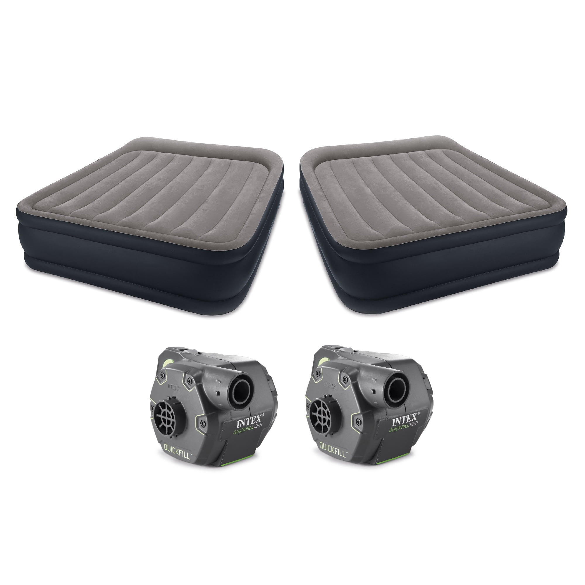 Intex Queen Air Bed w/ Built In Pump & 120 V Cordless Air Bed Pump (2