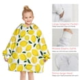 thumbnail image 6 of Yellow Lemon Fruit Slices White Pattern Blanket Hoodies for Kids 6-13YR Oversize Wearable Blanket Hoodies for Boys Girls Teens, 6 of 7