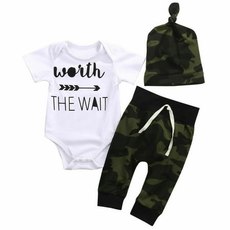 

Camouflage Newborn Toddler Baby Boys Clothes Romper Bodysuit + Pants Outfits Set