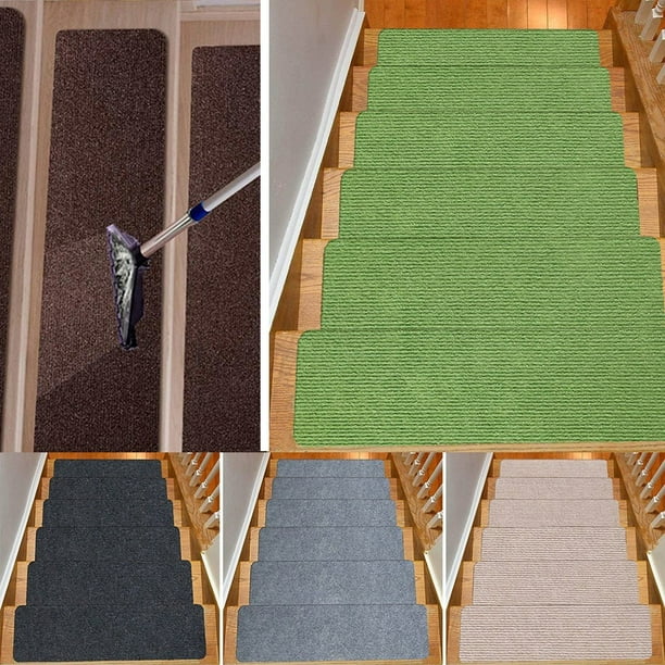 5Pcs Stair Treads Non Slip Step Mats for Stairs Stairway Grips Strips Runner Reusable Staircase Step Carpet Treads for Wood Stairs 30.4x8inch