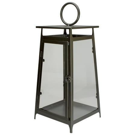 Melrose 20" Brown Rustic Candle Lantern With a Latch Hook Lock Tabletop Decor