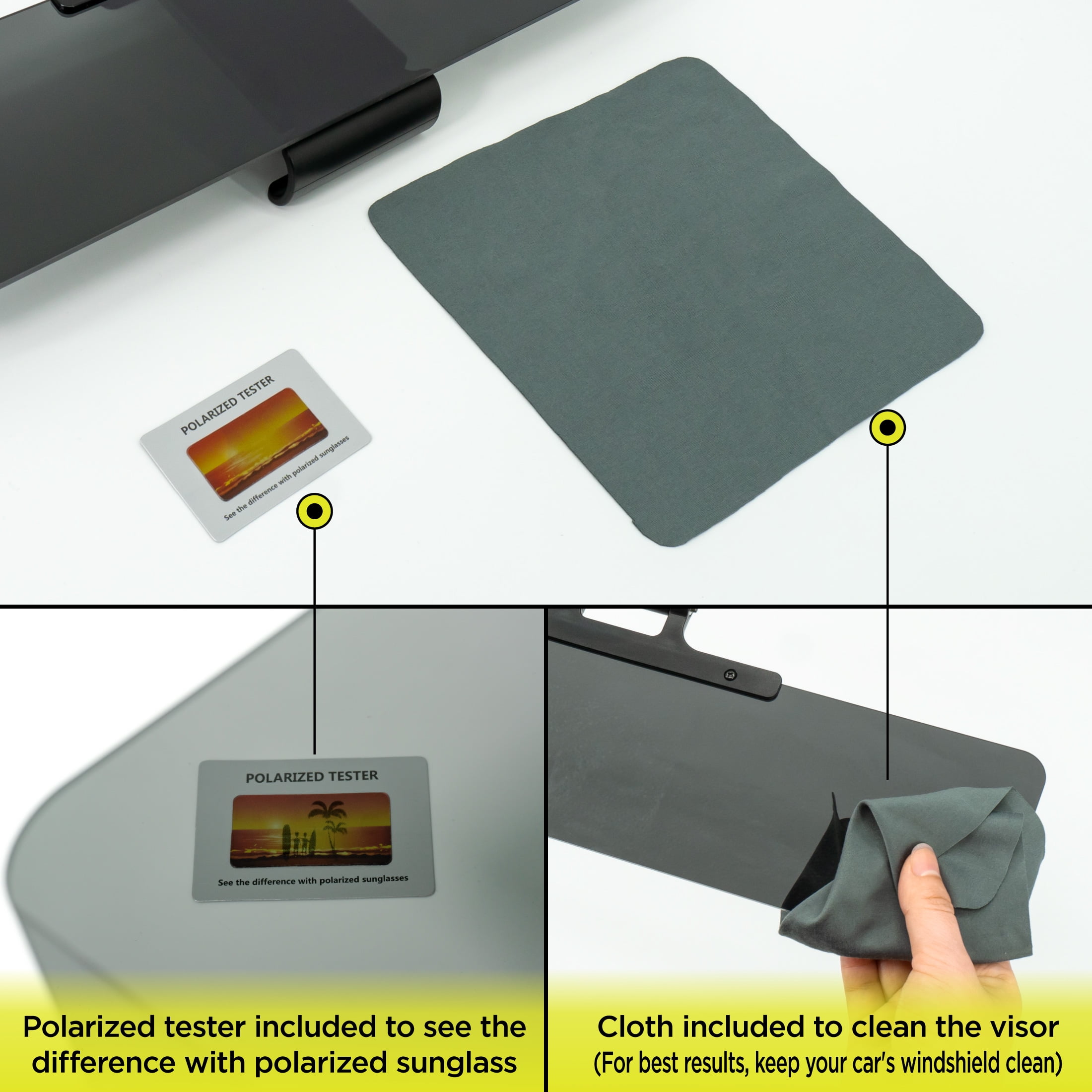 (2 pack) Auto Drive Universal Fit Anti-Glare Tinted Sun Visor Filtering Out Glare 1 Count ,Size 14X3.5"