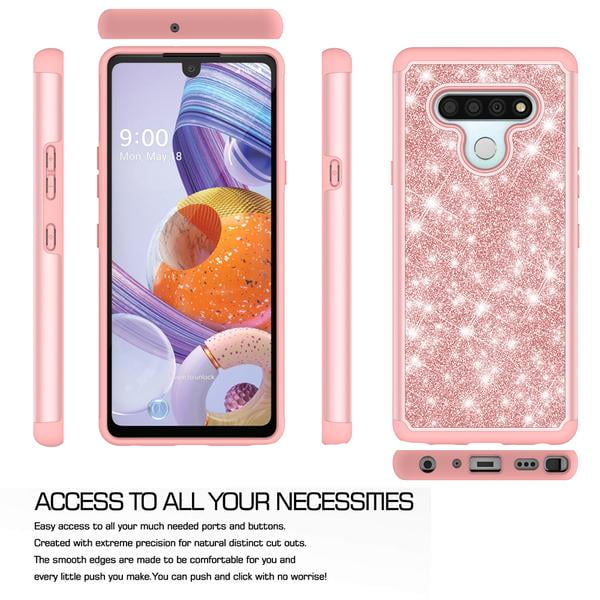 Glitter Cute Phone Case For Lg Stylo 6 Tempered Glass Screen Protector Bling Diamond Rhinestone Bumper Silicone Sparkly Girls Women For Iphone 11 Case Rose Gold Walmart Com Walmart Com