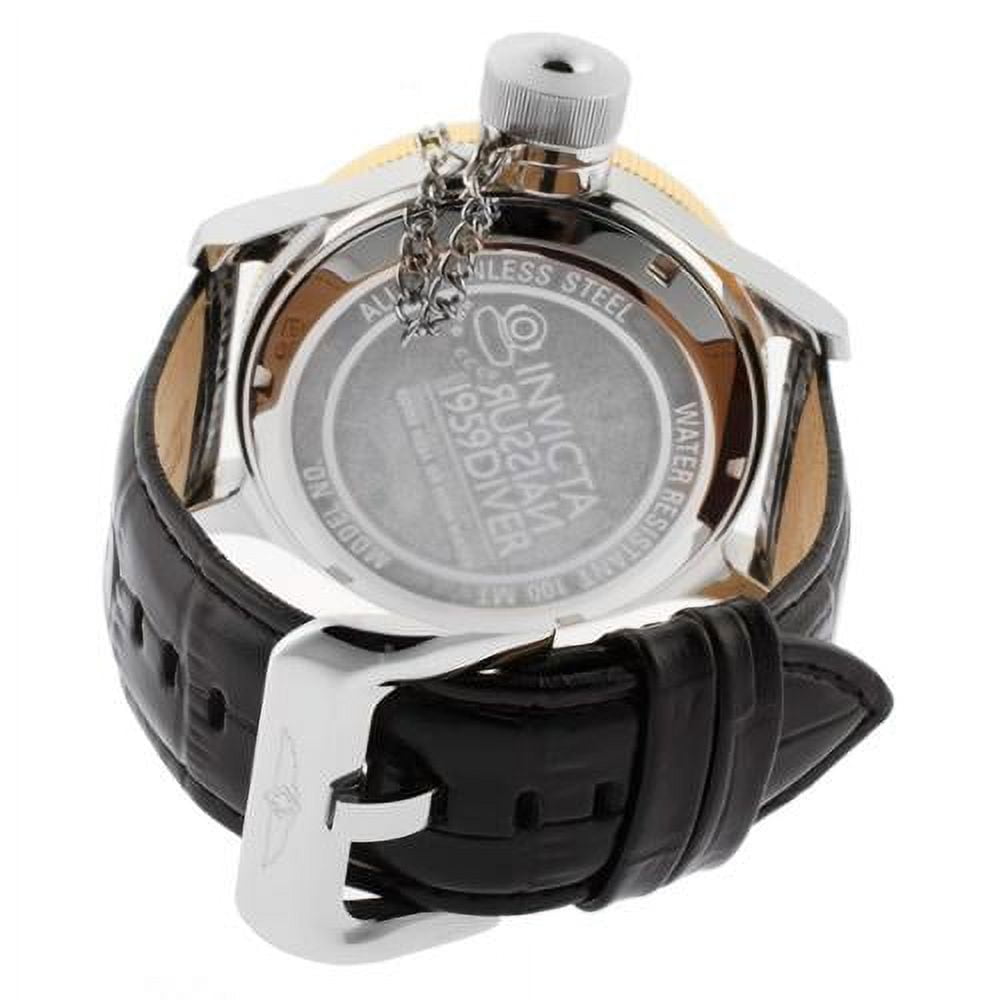 Invicta Men's 14078 Russian Diver Silver Dial Black Leather Watch