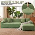 thumbnail image 4 of CJC Stretch Sectional Couch Covers - 2 pcs Spandex Sofa Covers with Elastic Bottom for L Shape Corner Sofa Furniture Protector (Green, 3 Seat + 4 Seat), 4 of 9