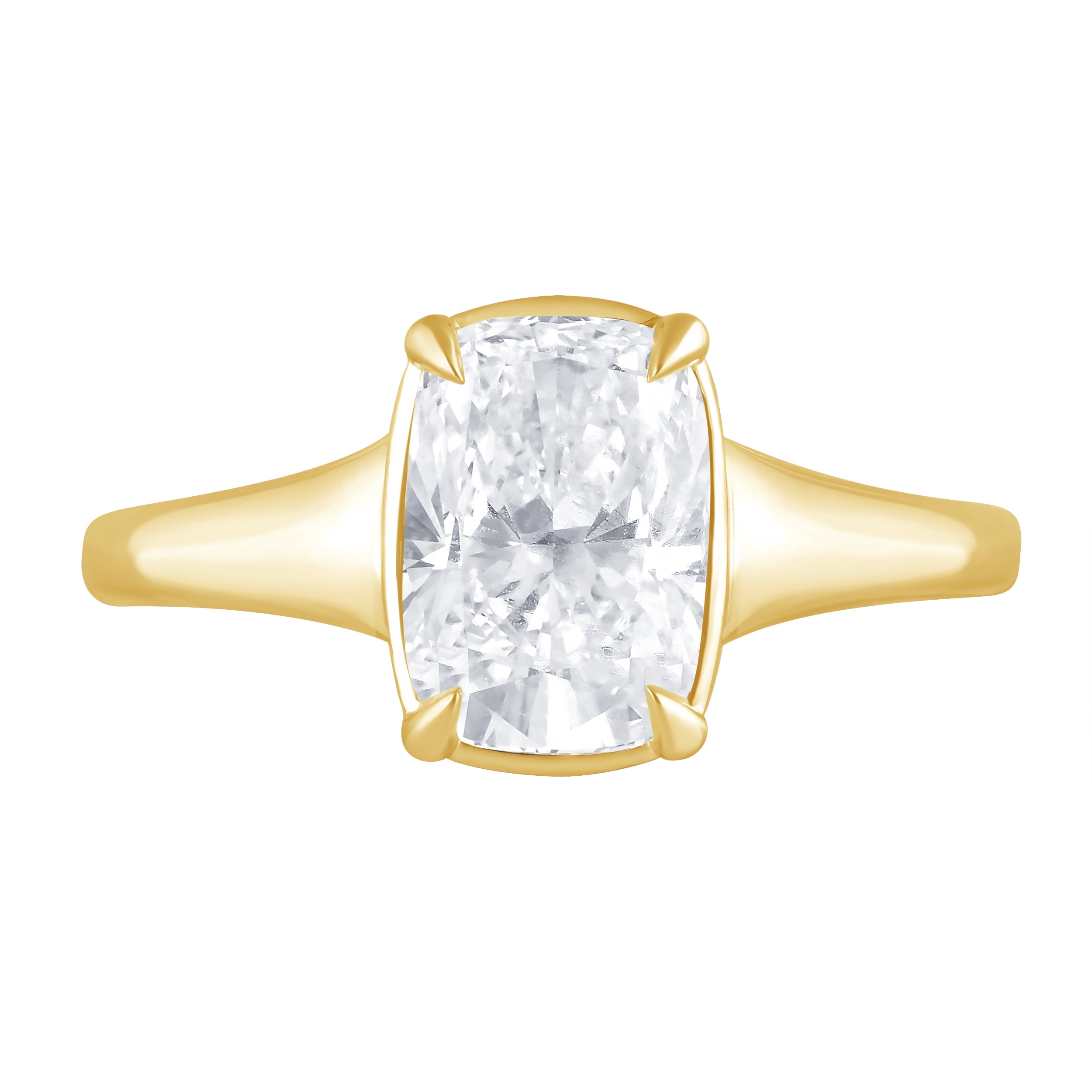 Brilliance Fine Jewelry Women's 2 Ct. Elongated Cushion Cut Lab Grown Diamond Ring in Gold Vermeil