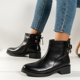 thumbnail image 2 of NECHOLOGY Botas Mujer Zapatos Botines para mujer Botines de moda Otoño Invierno para mujer, punta redonda, tacón medio, cremallera lateral, encaje trasero, estilo informal negro sólido (Black, 7), 2 of 7