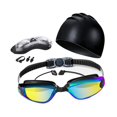 thumbnail image 3 of Juego de 5 piezas de gafas y gorro de natación para hombres y mujeres adultos para piscina. Negro, 3 of 8