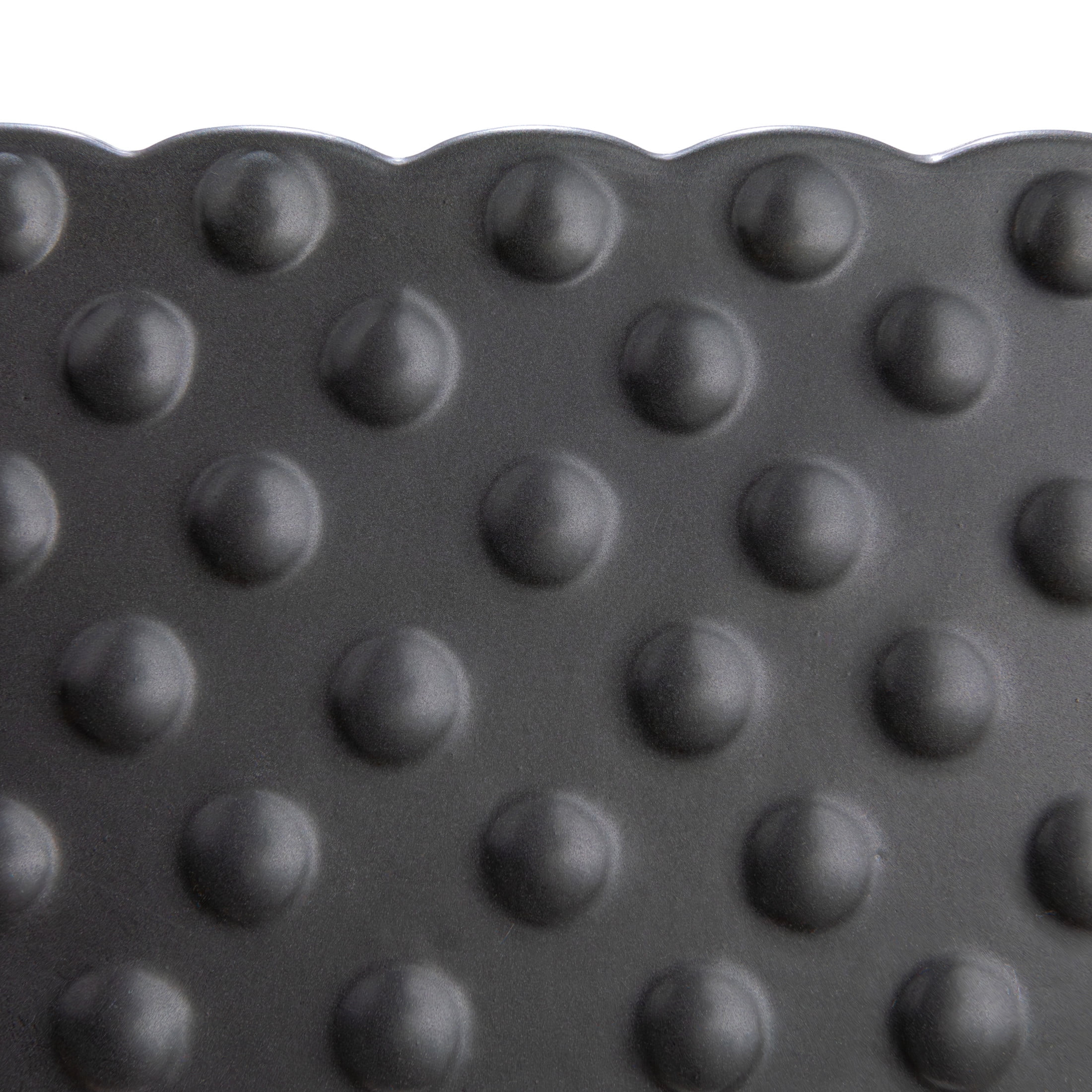 Creative Co-Op Ceramic Hobnail Planter with Scalloped Edge and Polka Dots, Black