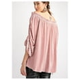 thumbnail image 3 of Fashion Rose Off Shoulder Striped Crushed Velvet Ruched Detailed 3/4 Sleeve Top, 3 of 4