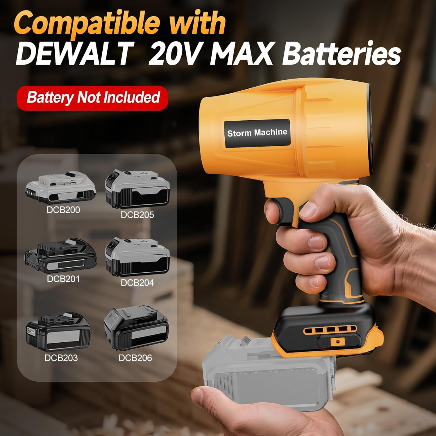 Electric Cordless Leaf Blower Dust Blower for DEWALT 20V Battery, High-Speed Motor Handheld Jet Fan Air Blower for Patio Cleaning, Lawn Care, Blowing Leaves and Dust (No Battery/Charger)