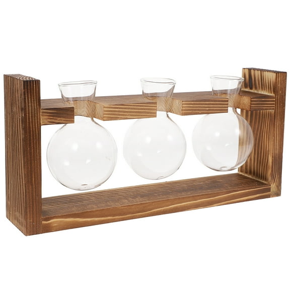 MLINS  Wood Frame Hydroponic Vase Decor Home Plants Pots Indoor Terrarium Office
