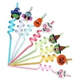 thumbnail image 2 of Pajitas de Halloween reutilizables Diseño curvo divertido ABS Pajitas de colores vibrantes 8 estilos para decoración de fiestas Cumpleaños Halloween N, 2 of 9