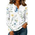 thumbnail image 4 of Women Waffle Knit Long Sleeve Henley Top Gradient Color Half Button V Neck Shirt Loose Fit Casual Tunic Blouse S, 4 of 7