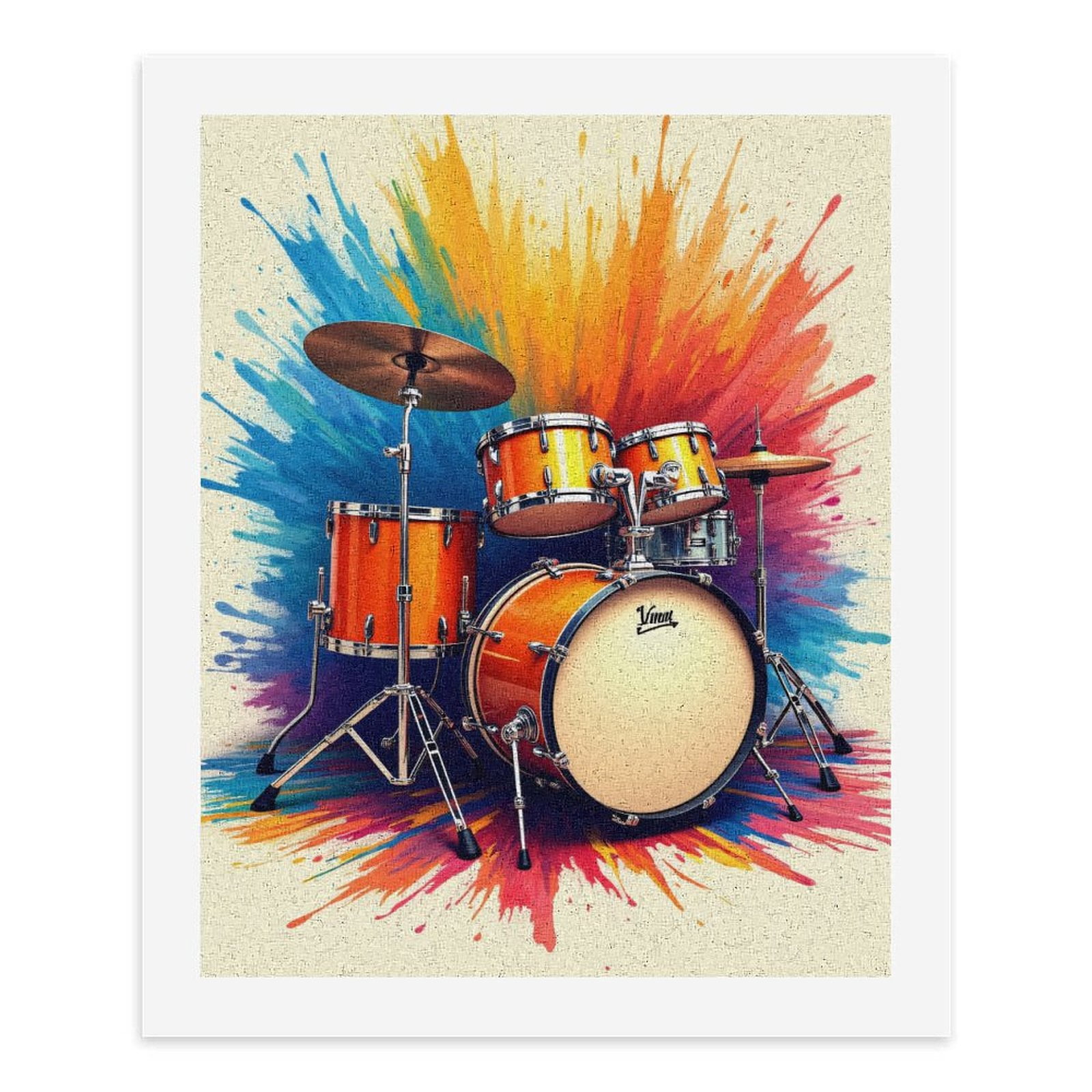 Paint By Numbers Kit for Adults Beginner - DIY Colorful Drum Set with Splash Background Canvas Painting Kits for Adults, Frameless Paint By Number for Adults for Home Wall Decor 16x20 Inch