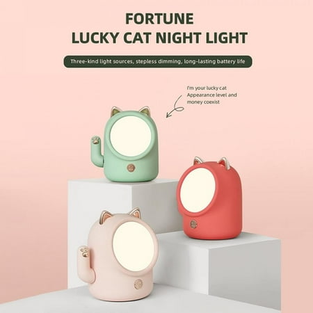 

Cute Cat LED Night Light USB Rechargeable Bedside Desk Lamp Bedroom Decoration Stepless Dimming Three-Kind Light Sources DC 5V