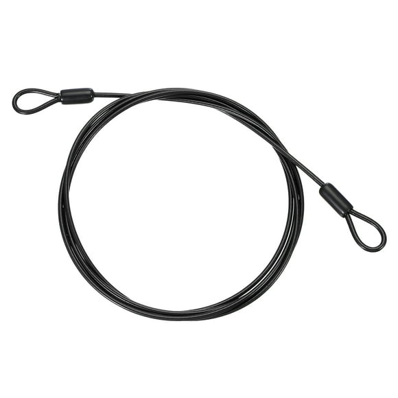 Cable de acero inoxidable recubierto de vinilo Uxcell con lazo, cadena de seguridad de alambre flexible para iluminación exterior 1/8" 6.6ft Negro
