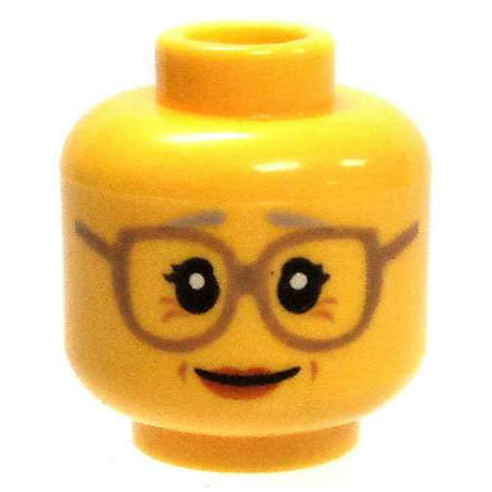 Yellow Female with Crows Feet & Big Glasses Minifigure Head