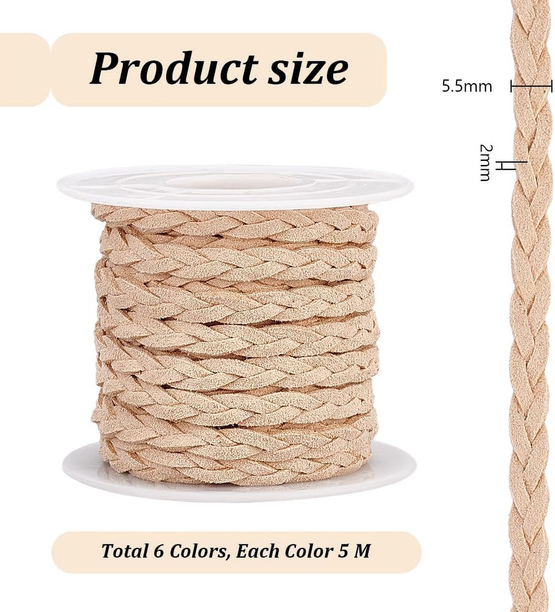 32.8 Yards 6 Colors 3-ply Faux Suede Cord 5.5mm Leather Ribbon Strip Leather String Cords Lace Rope Trim Beading String Cord for Jewelry Necklace Bracelet Making Earthtone