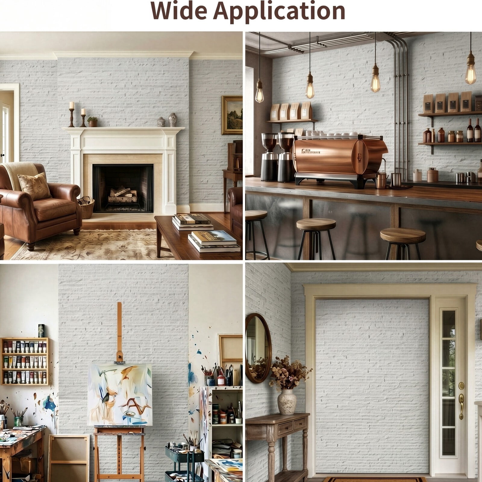 Easy4Home 8Pcs 24"x24" Flexible Stone Wall Panels 3D Faux Stone Texture Decorative Wall Tiles for Interior and Exterior Wall, White