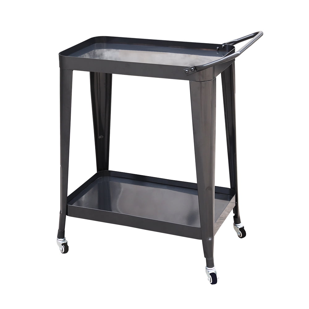 Abble Metal Frame Bar Cart, Powder Coated finish, Black