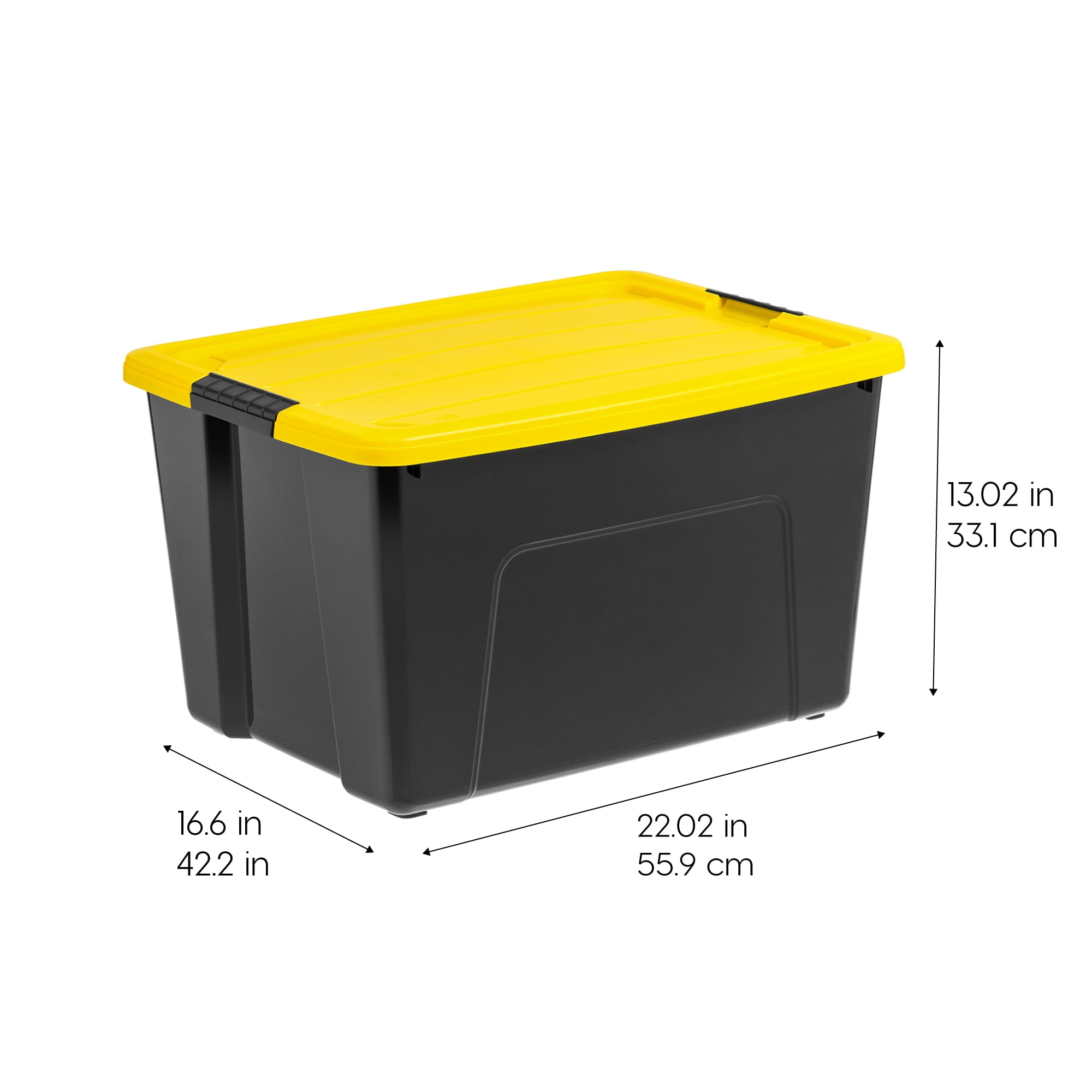 IRIS 60 Qt Black Plastic Storage Bin with Lid Tote, Plastic Storage Container with Lid, 6-Pack