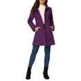 thumbnail image 2 of INSPIRE CHIC Women's Classic Single Breasted Winter Long Trenchcoat with Pockets XL Purple, 2 of 5