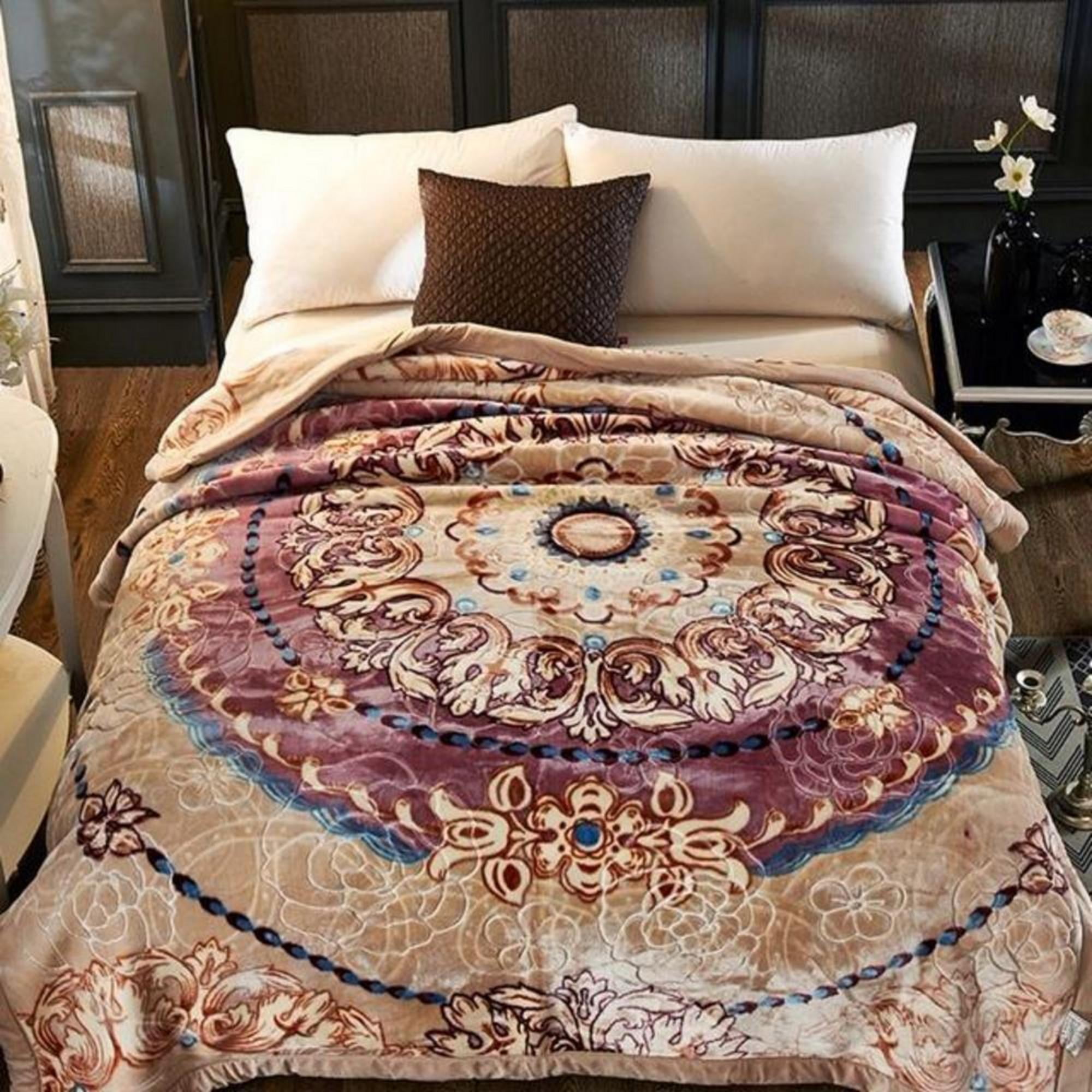 Warm Heavy Plush Korean Style Mink Raschel Blanket, 2 Ply 2 Sides