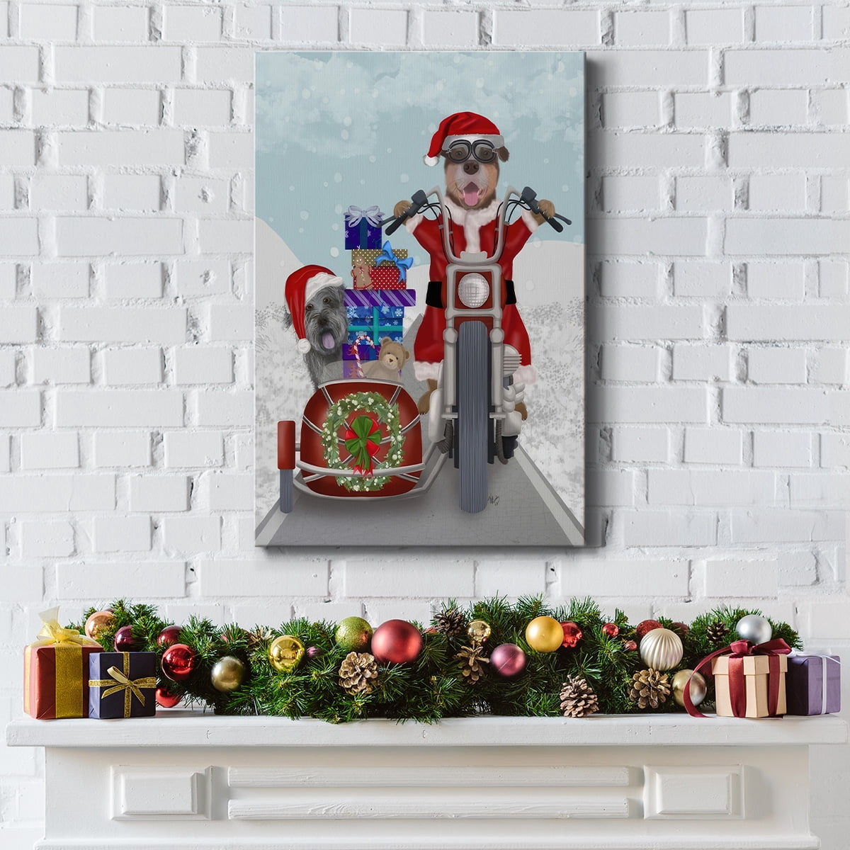 Christmas Mutts Christmas Chopper- Gallery Wrapped Canvas