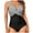 Black-1, variant on Womens One Piece Swimsuit, 2025 Color Block Bathing Suits, Slimming Tummy Control V Neck Twist Swimwear Blue S