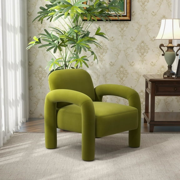 SEYNAR Mid-Century Velvet Upholstered Accent Chair Lounge Sofa for Living Room,adult( Green)