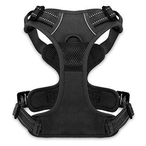 Voyager Dog Harness Dual Leash Attachment No-Pull Control Adjustable Soft But Strong Pet Harness For Medium And Large Dogs With 3M Reflective Technology - Black, S (Chest: 16 - 20")