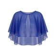 thumbnail image 6 of Zaldita Women's Chiffon Sheer Shrug Cropped Bolero Cardigan Evening Cape Wrap Dress Cover Up Royal Blue One Size, 6 of 7
