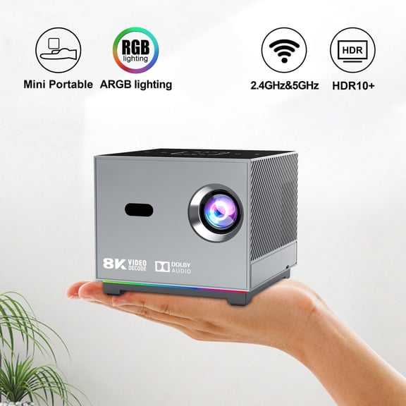 Cevemin Smart Projector with Auto Focus and Correction - 1080P Home Movie Projector with Bluetooth and WiFi for Home Theater Entertainment