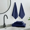 thumbnail image 3 of Gogreen Bath Towel Sets of 6 Pieces, 2 Bath Towels 2 Hand Towels 2 Washcloths, 100% Cotton Highly Absorbent Towels for Bathroom, Gym, Hotel (Dark Blue), 3 of 8